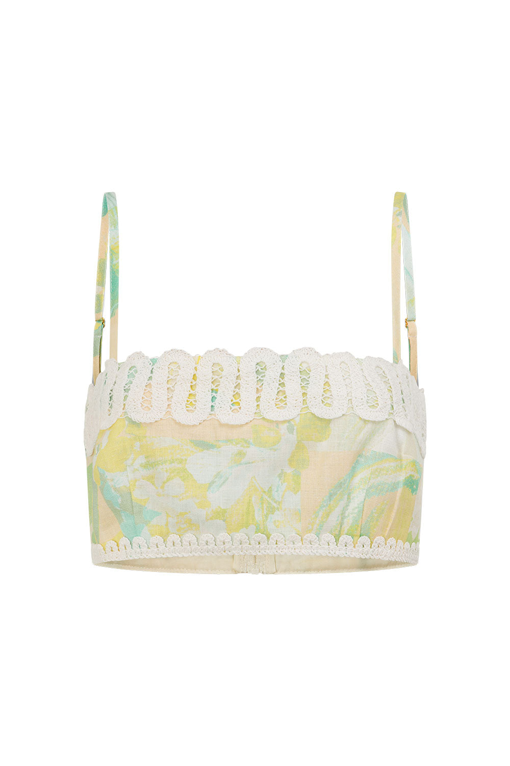 Green Fiore Festivo Print Strappy Aquila Crop Top