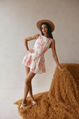 Pink Spring Floral Print Button Mini Alfresco Dress