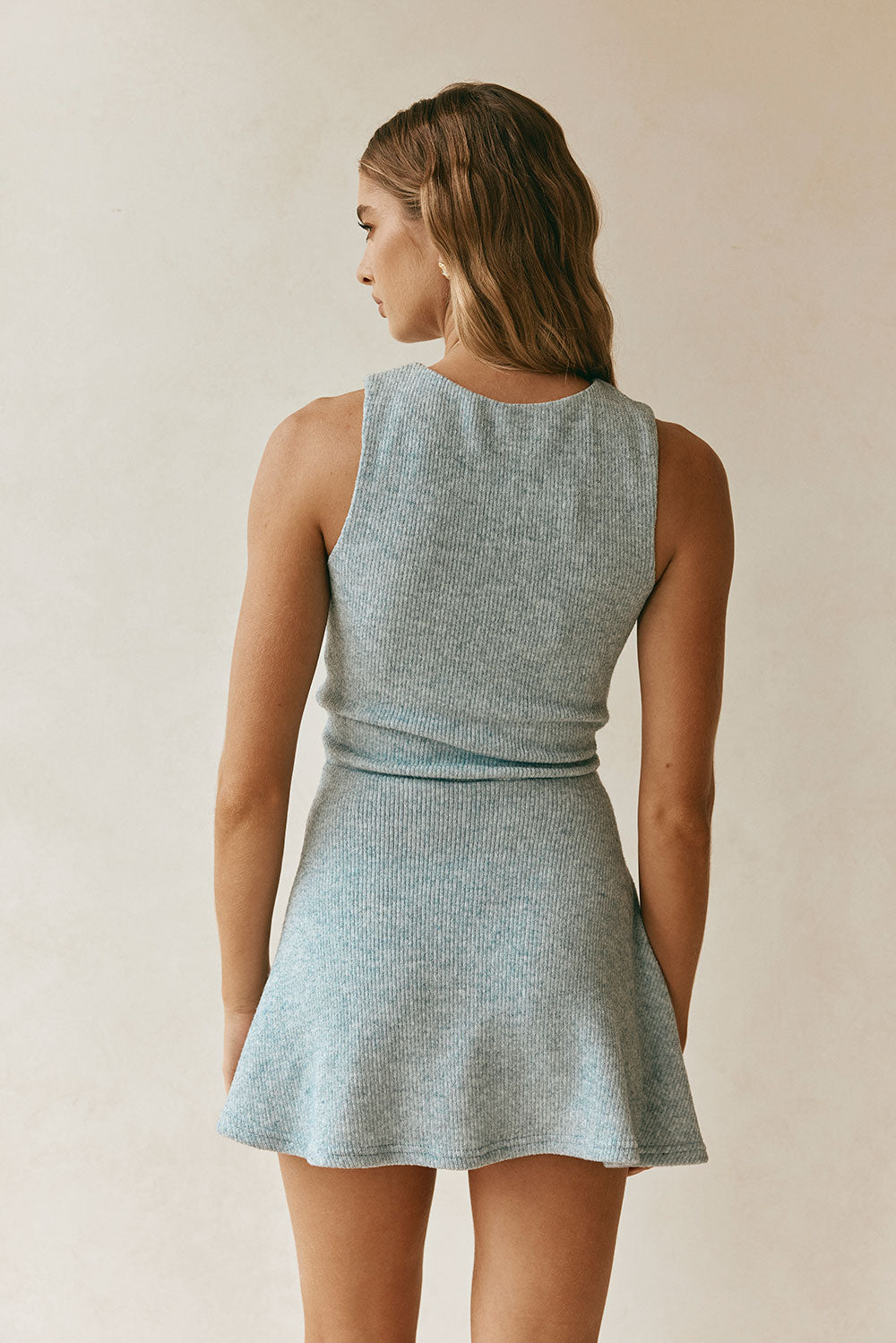 Blue Knit Front Tie Mini Narah Dress