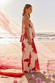 Pink Sole Rosa Print Strapless Pleated Antalya Top