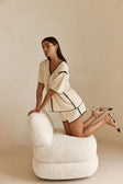 Cream Elastic High Waist Adelia Shorts
