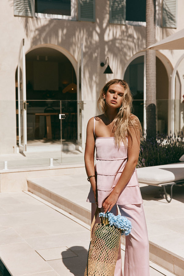 Blush Pink Strappy Panel Tamar Top