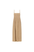 Tan Pin Tuck Pleat Maxi Ada Dress