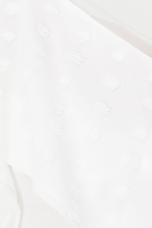 White Textured Spots Strappy Panelled Jacerra Top