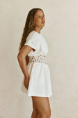 White Flouncy Short Sleeve Mini Alessandra Dress