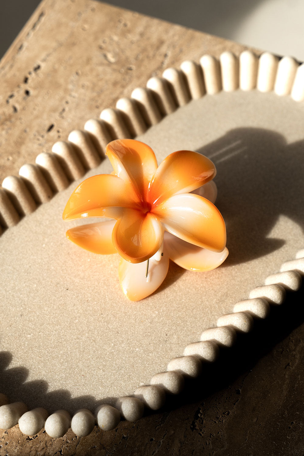Orange Flower Frangipani Claw Clip