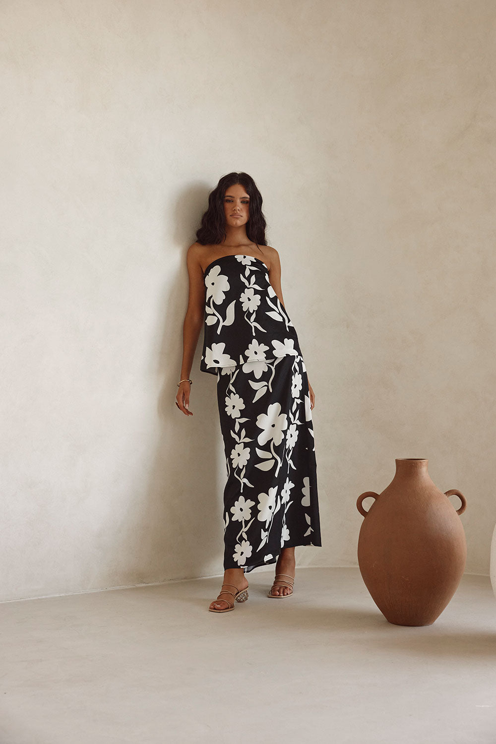 Black Alma Caroline Floral Print Maxi Elora Skirt