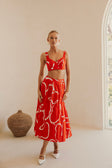 SAMPLE-Dien Wrap Skirt - Evoke Red