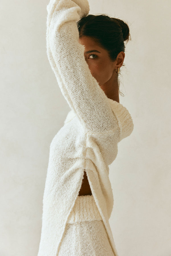 Cream Knit Off Shoulder Long Sleeve Alena Top