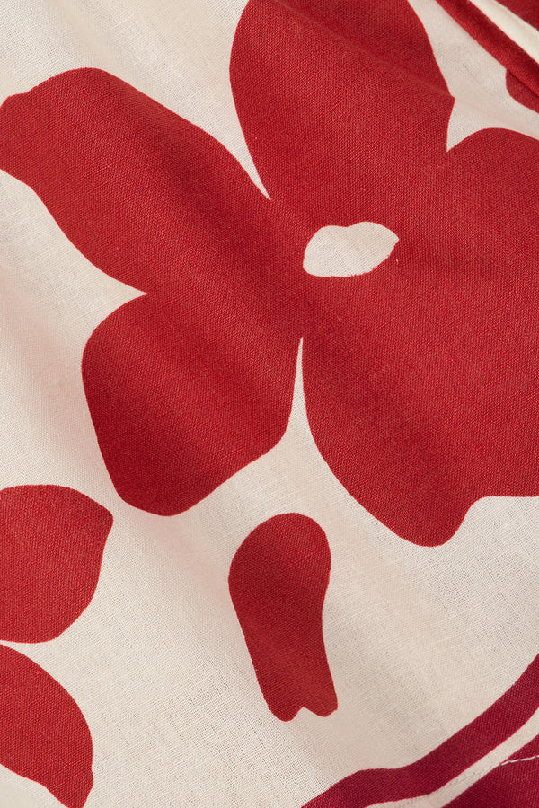 Red Sienna Sunset Print Elastic Drawstring Zuma Shorts