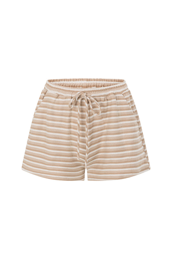 Tan High Waist Drawstring Rhi Shorts
