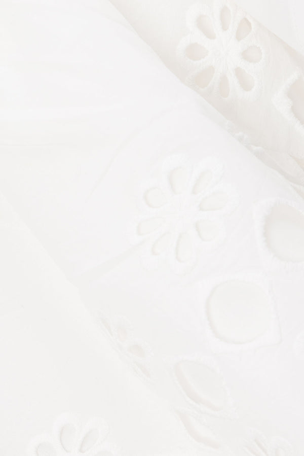 White Embroidered Drawstring Paras Shorts