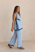 Blue Knit One Shoulder Mirabelle Top