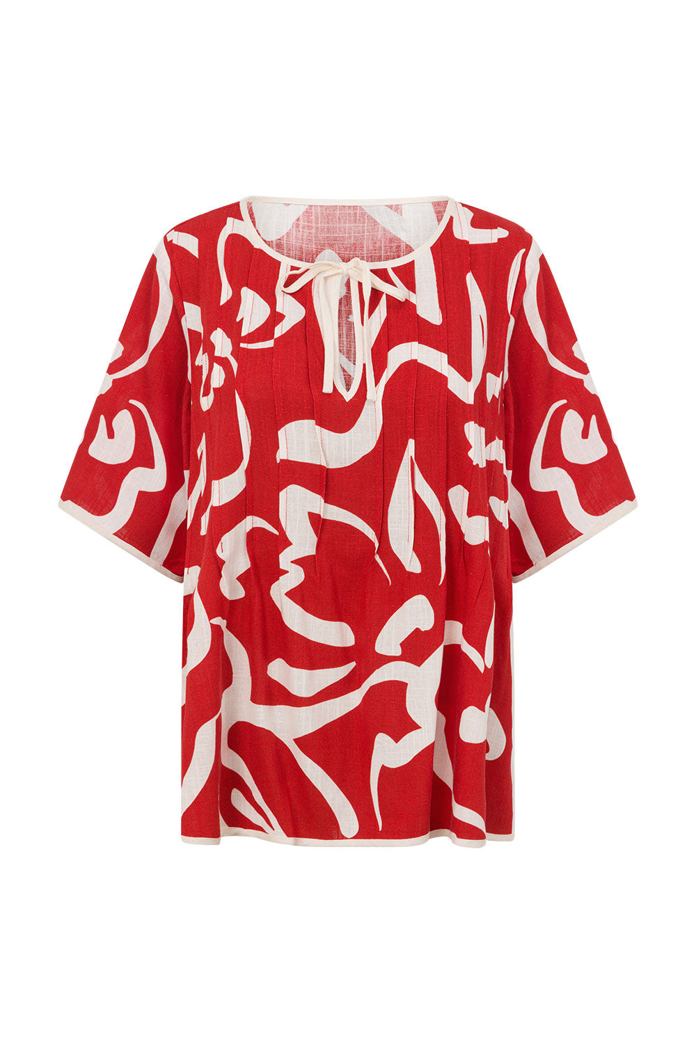 Red Fila Rouge Floral Print Button Up Rayne Top