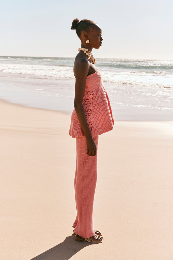 Rose Pink Knit Strappless Ellea Top