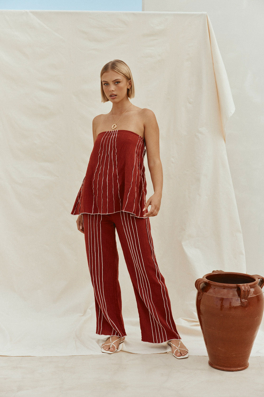 Merlot Red Cotton Strapless 