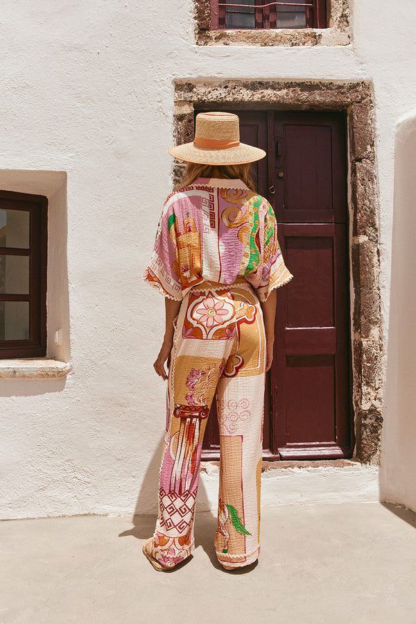 Peach Theotokos Boxy Button Up Collar Kelia Shirt