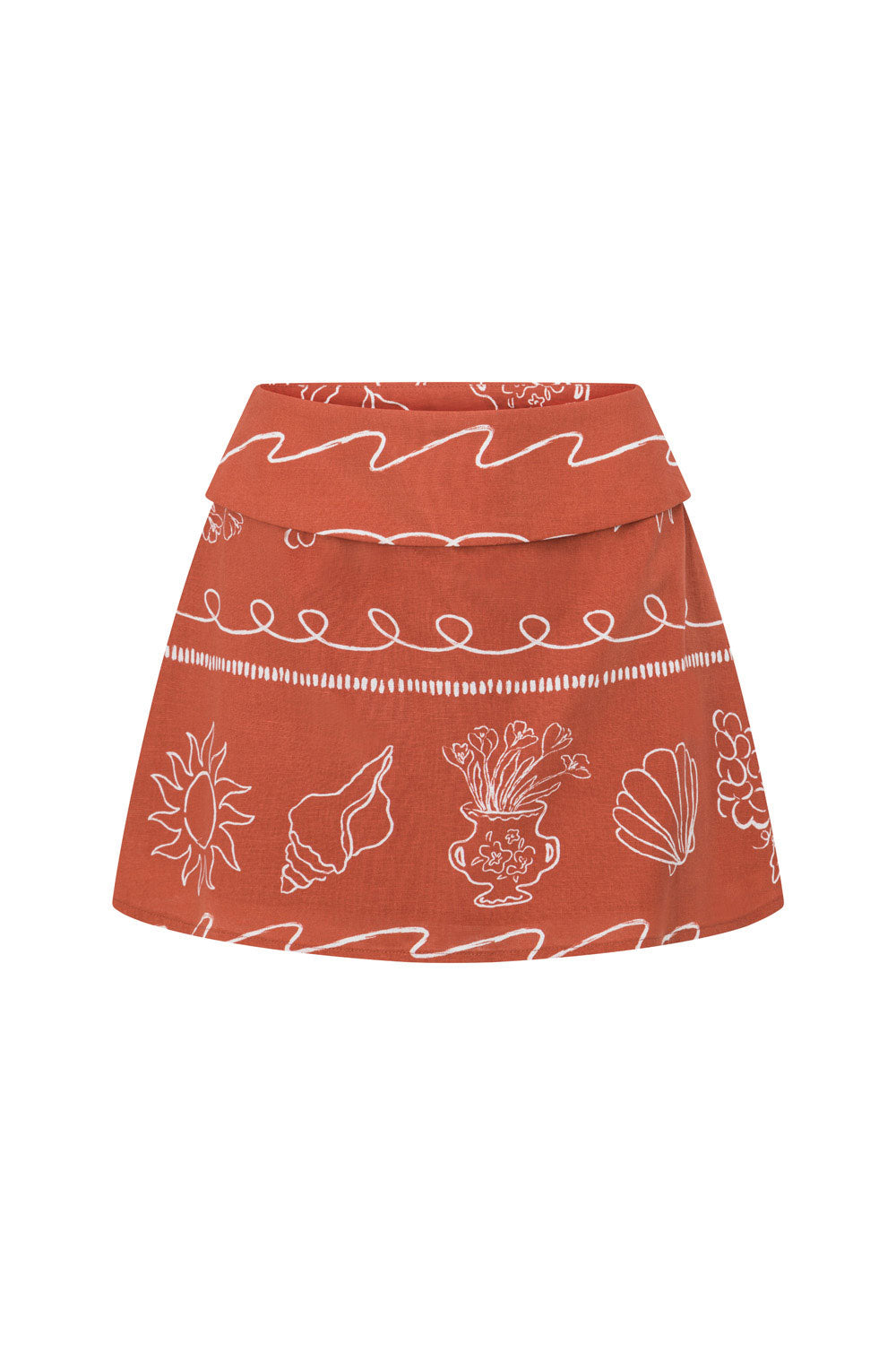 Red Peace High Waist Mini Ria Skirt