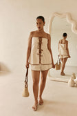 Beige Strappy Front Tie Rosalina Top