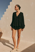Huxley Front Tie Panelled Shorts - Black
