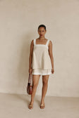 Beige Vintage Lace Detail Mini A-Line Lottie Dress