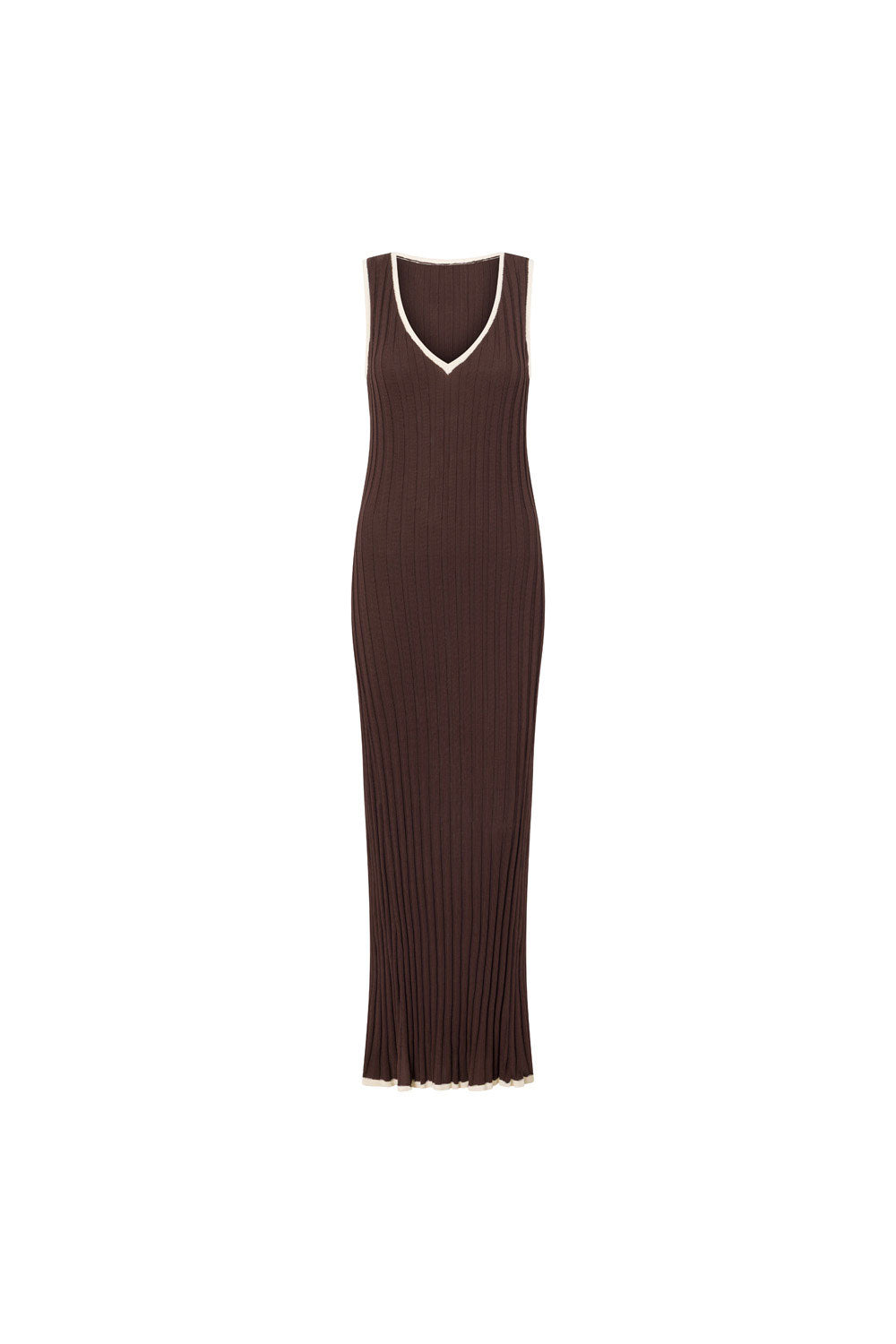 Chocolate Brown Pleated Knit Maxi Bally Dress