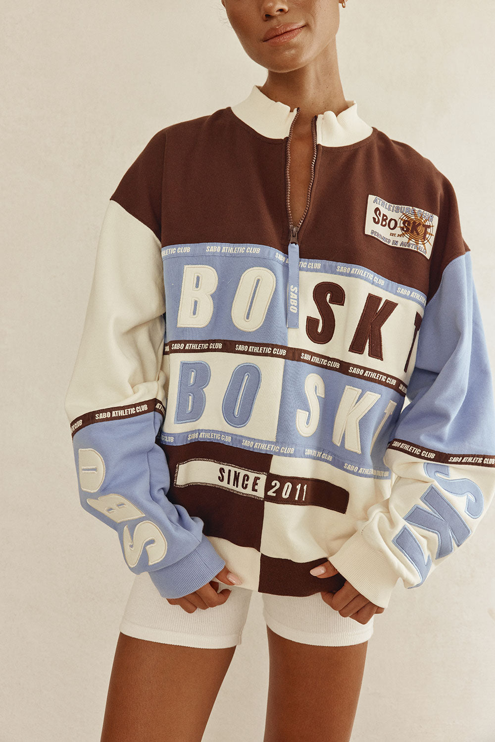 Brown and Blue Terry Oversized Vintage Frankie Sweater – SABO