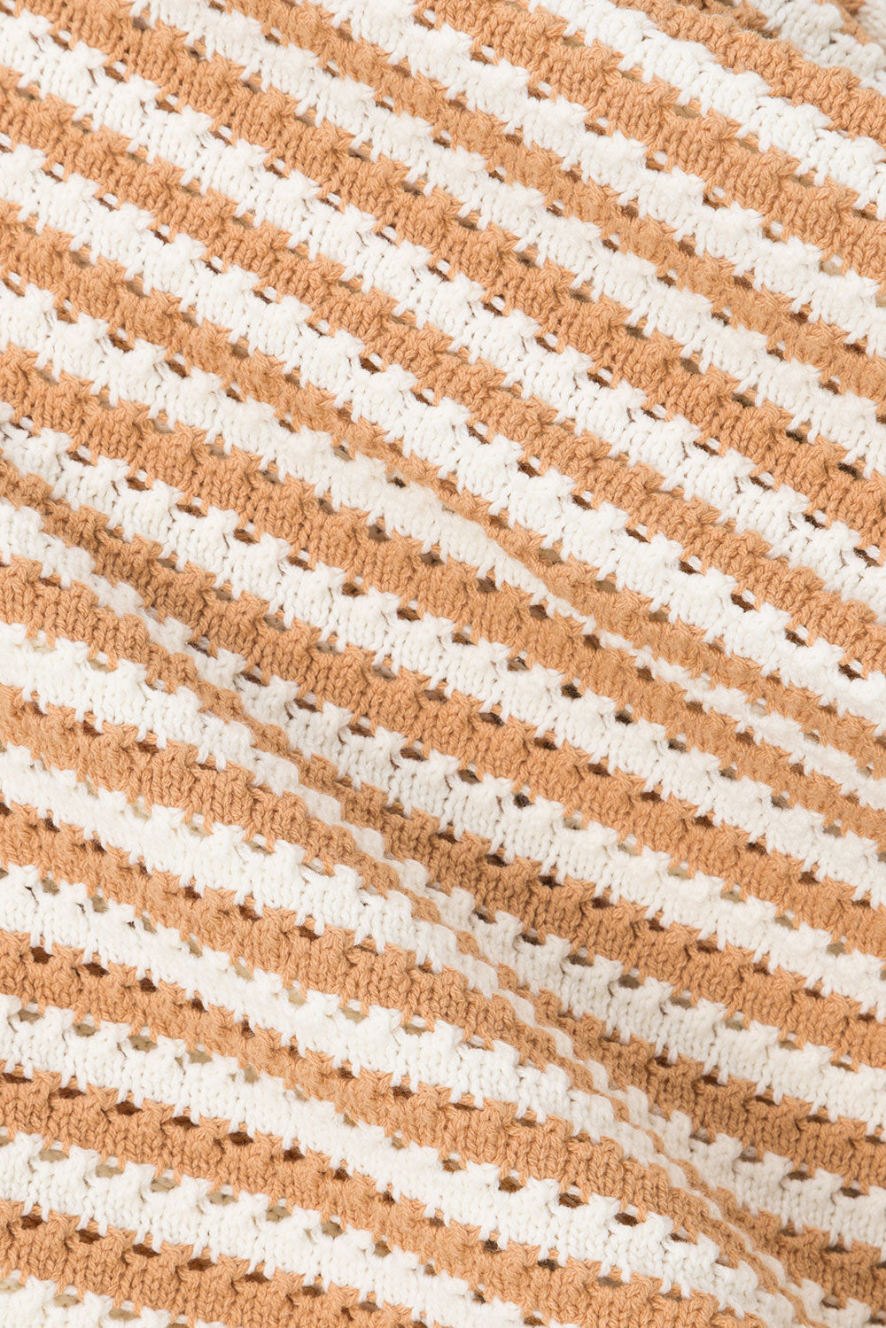 Bryn Stripe Long Sleeve Collared Knit Top - Orange, White