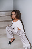 Grey Silky High Waist Relax Lyla Pants