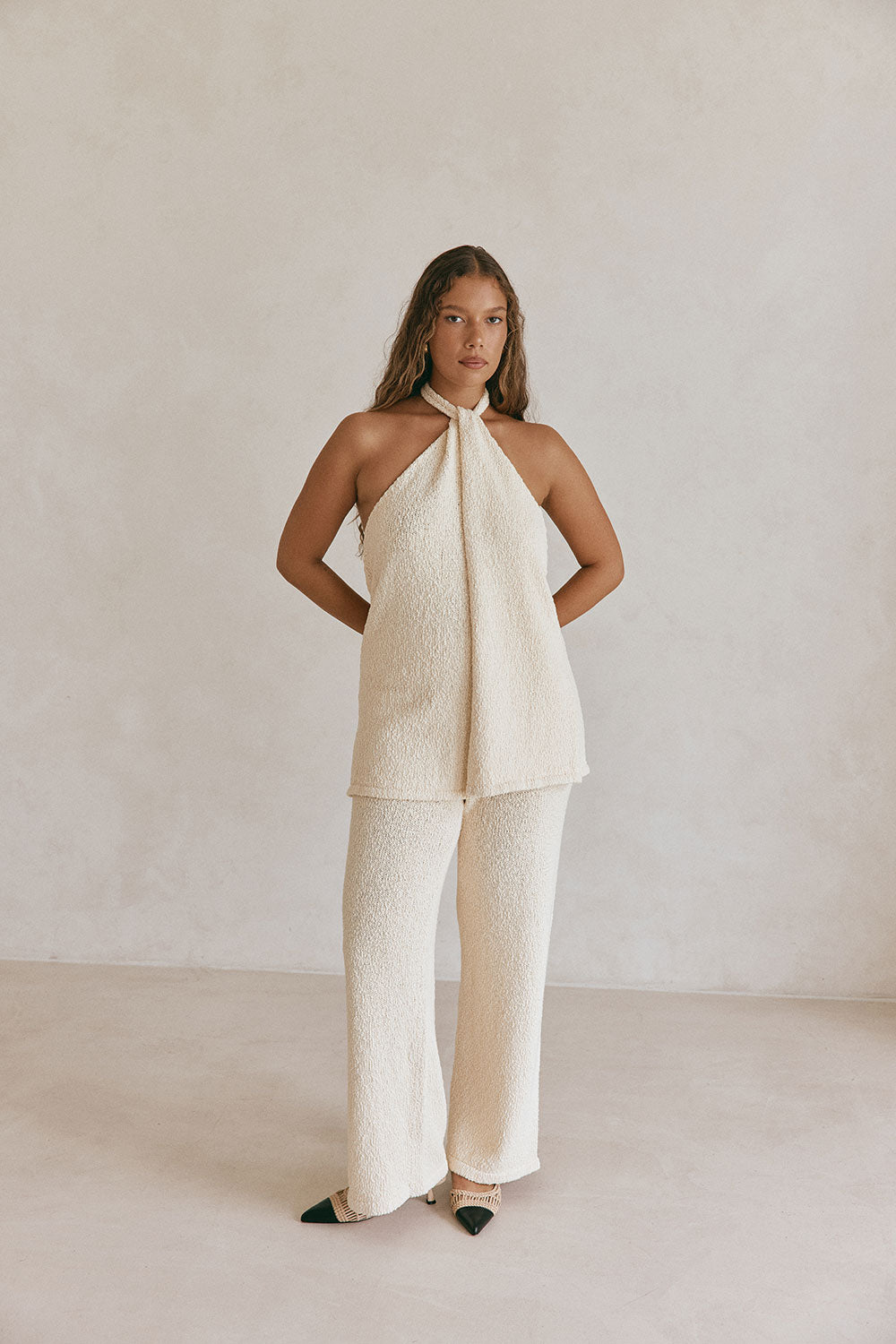 Cream Knit Halter Naveen Top – SABO