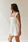 Bessi Thick Strap Elasticated Ruched Mini Dress - White