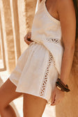 White Cotton Elastic Drawstring Stella Shorts
