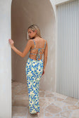 Murano Backless Midi Dress - Tranquillo Green Floral Print
