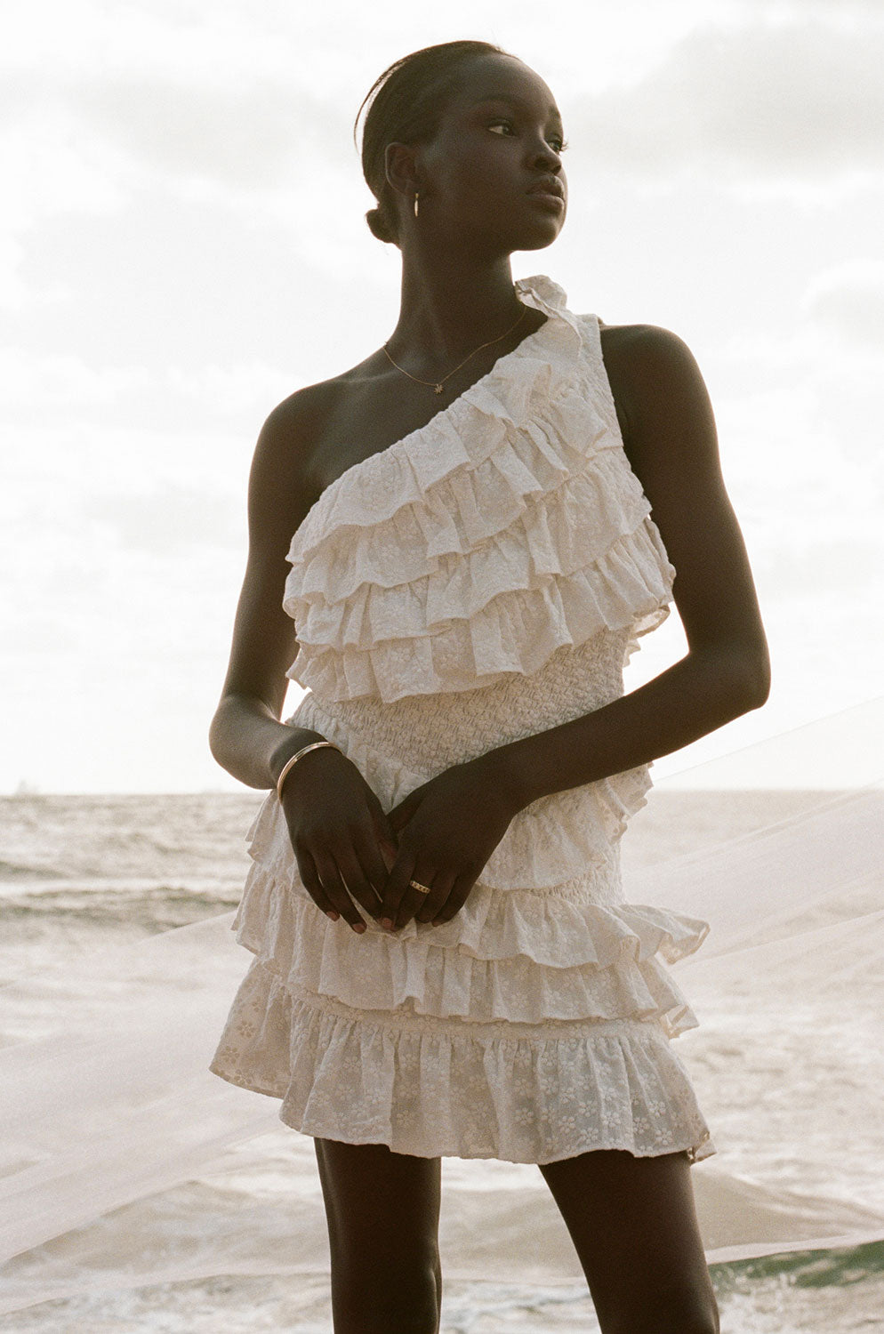 azelie asymmetrical mini dress in white Azelie Asymmetrical Mini Dress in White