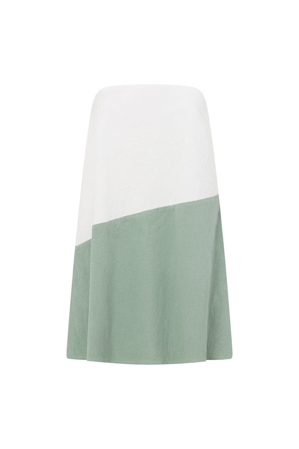 Green and White Two-Tone Strapless Mini Addison Dress