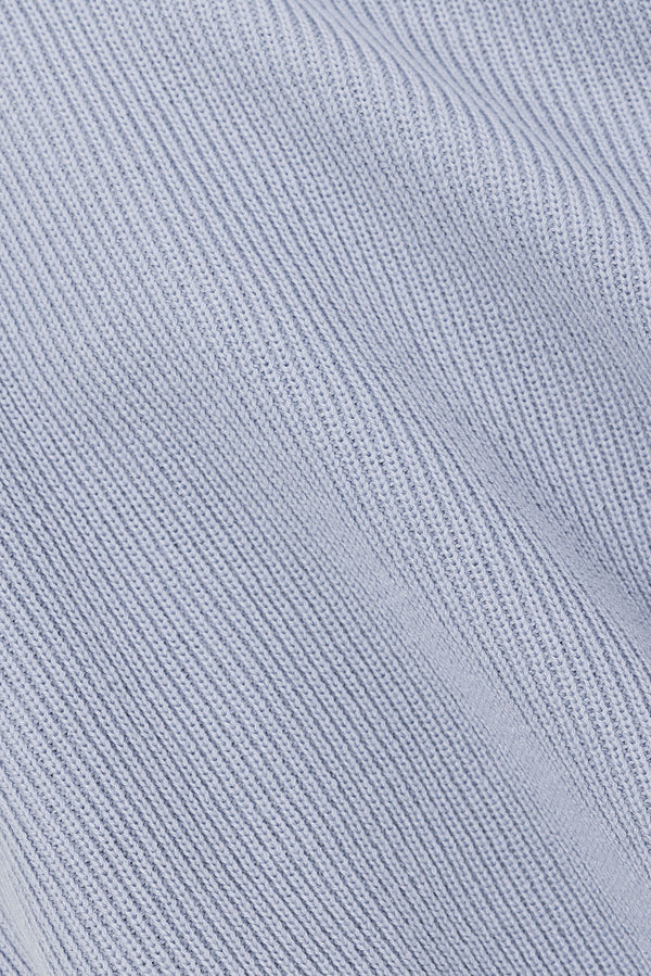 Blue Knit Asymmetric Split Bridget Top