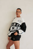 Osaka Vintage Oversized Sweater - Fleece Black White Grey