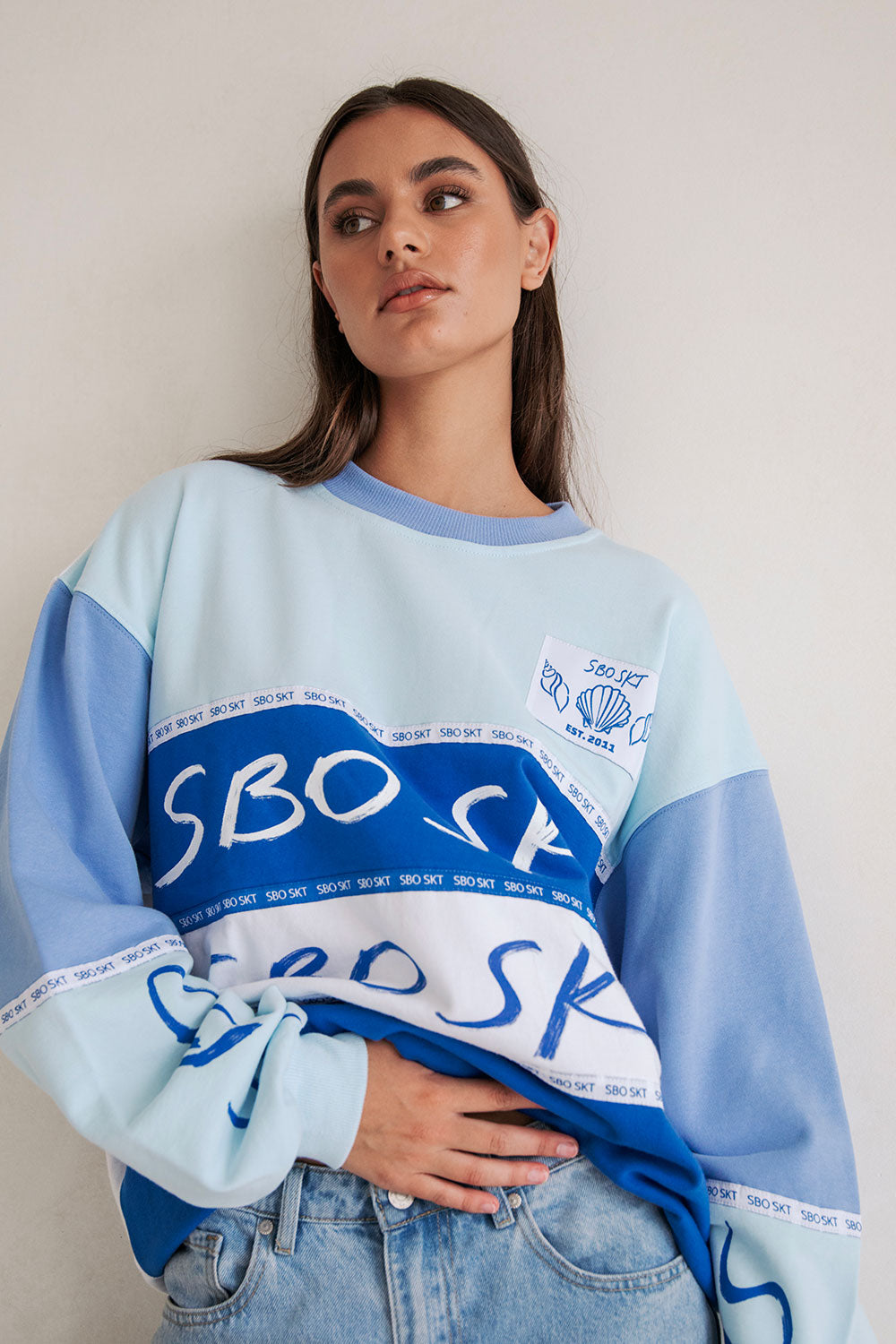 Eclipse Oversized Sweater - Blue, White