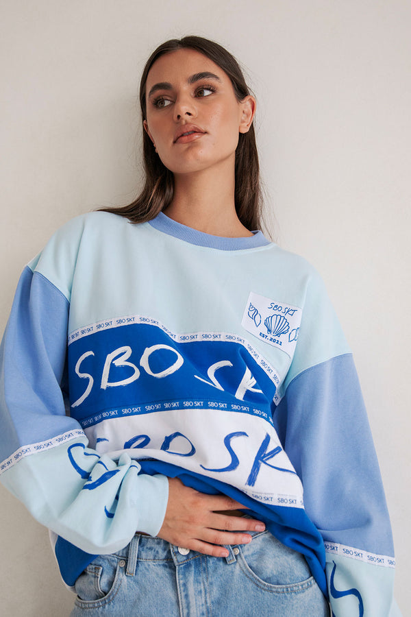 Eclipse Oversized Sweater - Blue, White