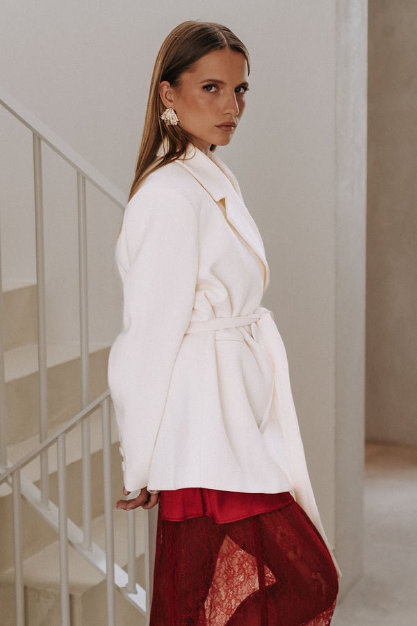 White Structured Boxy Tahlia Blazer Jacket