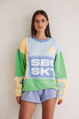 Hourglass Oversized Vintage Sweater - Blue Yellow Green