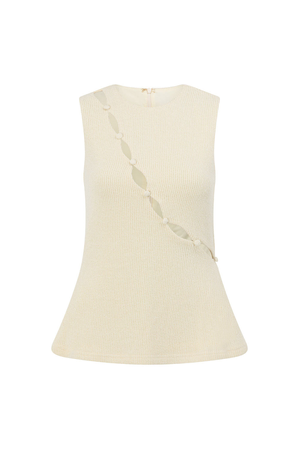 Cream Ribbed Cutout A-Line Bronte Top