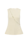 Cream Ribbed Cutout A-Line Bronte Top