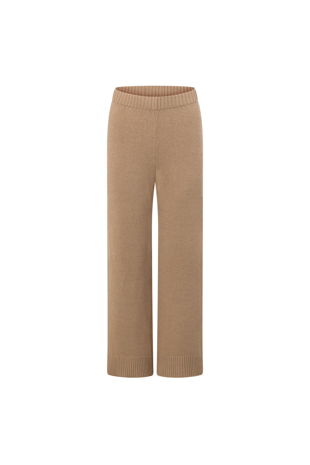 Brown Knit High Waist Elastic Della Pants