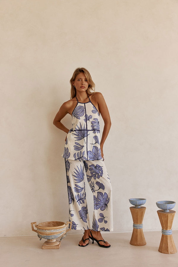 Blue Phylida Azure Print Halter Saphira Top