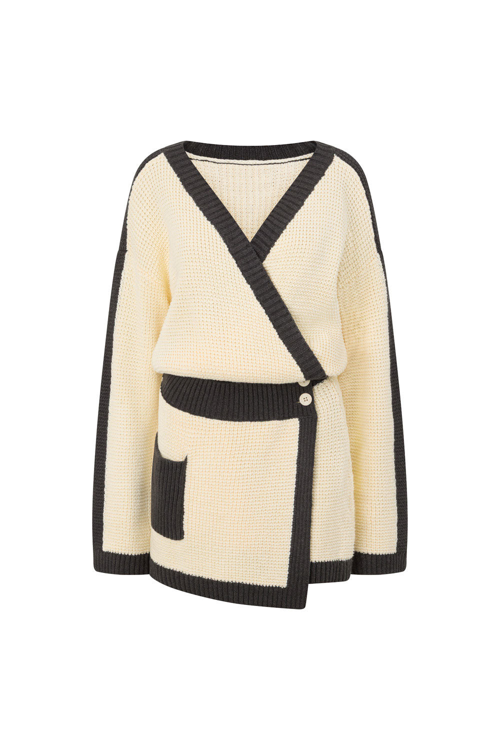 Vander Long Sleeve Mini Knit Dress - Cream, Black