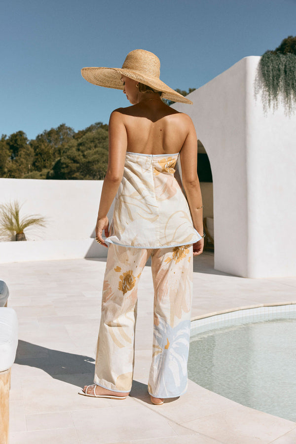 Pink Vintage Bloom Print Strapless Oaklynn Top