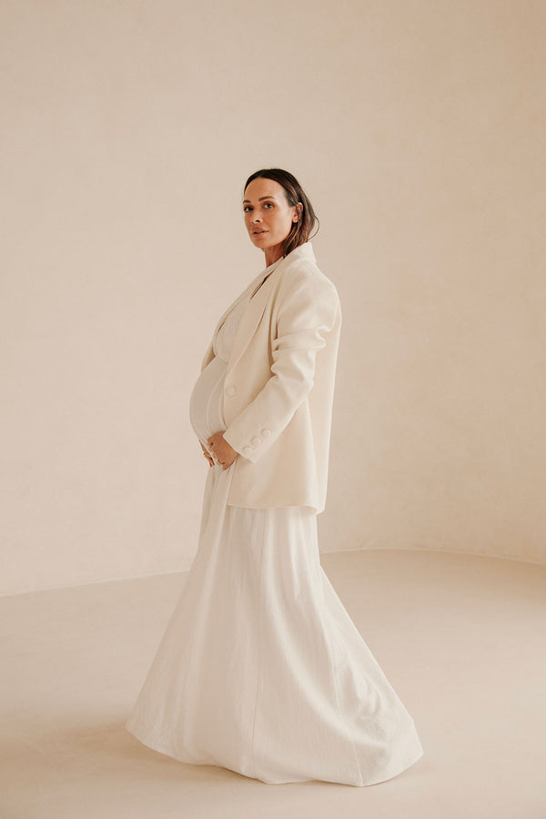 Blakely Long Sleeve Button Up Blazer - Beige