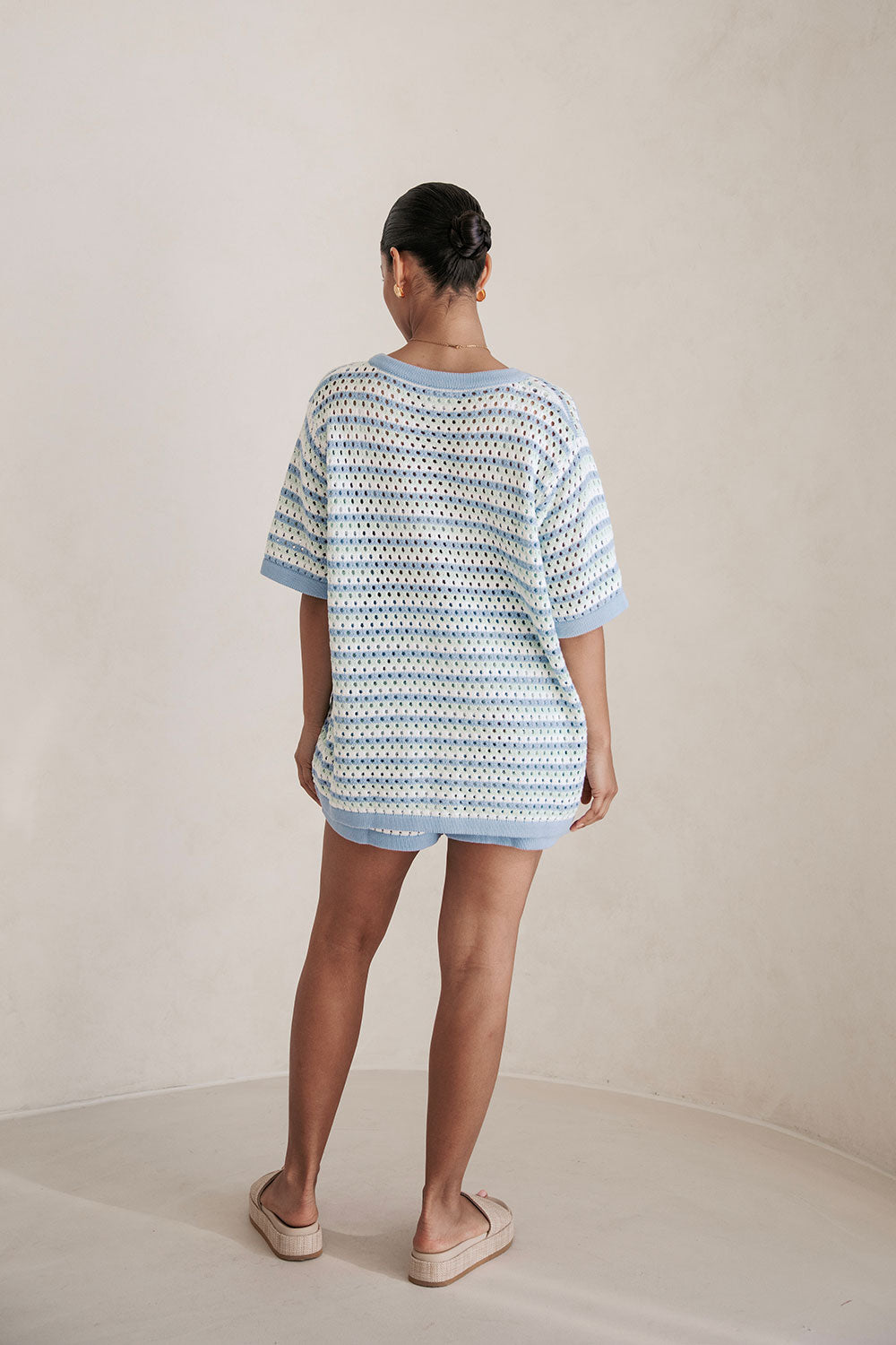 Chantel Knit Shorts - Blue Green White