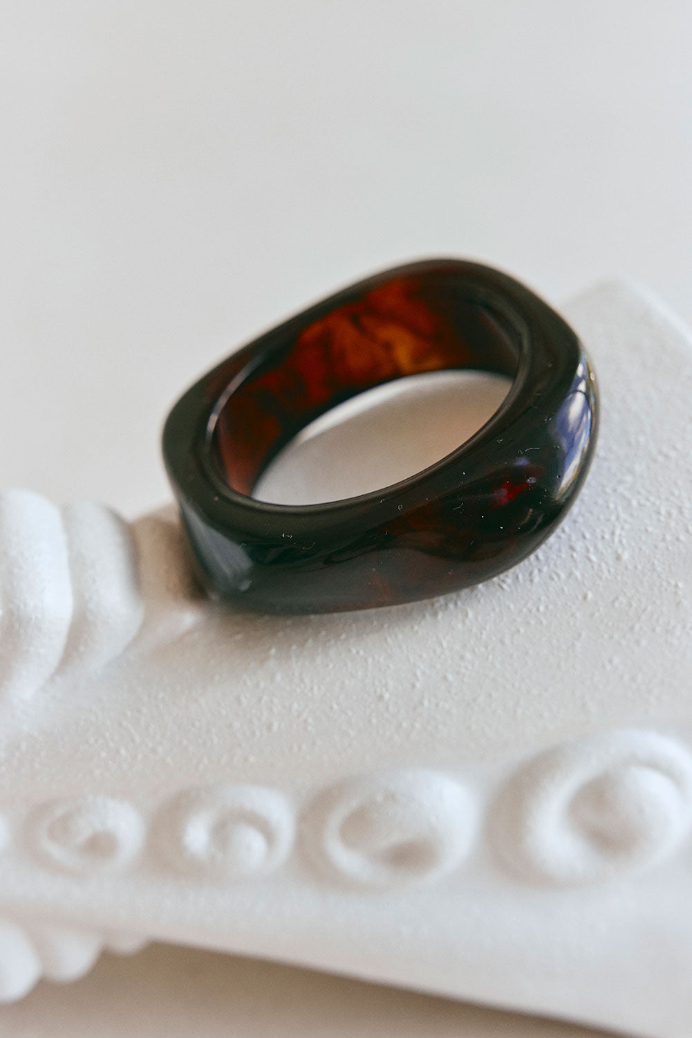 Espresso Brown Resin Chunky Geo Alaria Bangle 